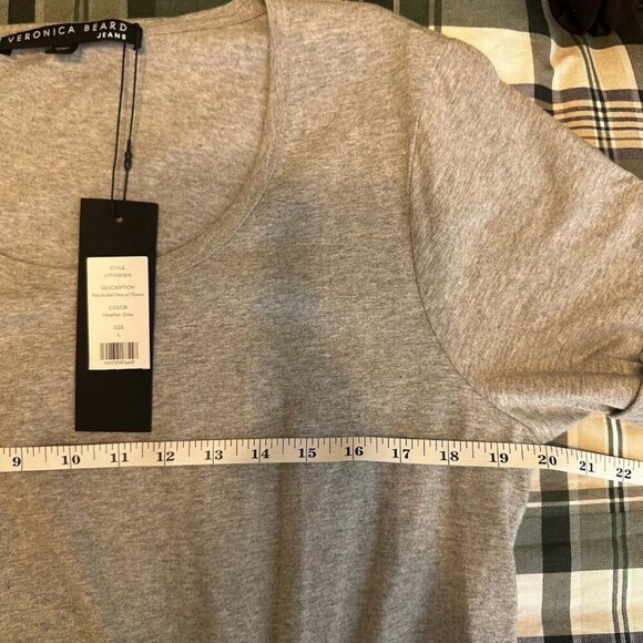 NWT Veronica Beard Jeans Pima Ruched W/ Flounce Dress Womens Grey Sz L - Picture 13 of 14